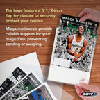 BCW Magazine Bags and Backing Boards Combo - 100 ct | Acid-Free Polypropylene Bags for Current Magazines | 24pt Solid Bleached Sulfate Boards | Archival-Quality Protection for Collectible Magazines
