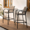 Crestlive Outdoor Bar Stools Set of 2, 500 lb Capacity Metal Patio Bar Chairs with Breathable Mesh Seat and Back – 28.7" Bar Height Stool for Backyard and Balcony