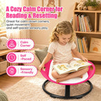 JOYCAT Spinning Chair for Autistic Kids, 360° Sensory Swivel Chair with Soft Washable Cushion, Grip Handles & Anti-Slip Base,220LBS Kids Spin Chair for Autism Sensory Play,Classroom & Calm Corner,Pink