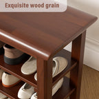 Shoe Rack Bench Mid Century Modern 2-Tier Shoe Rack Organizer for Entryway Hallway or Living Room Farmhouse Rustic Wooden Seat Bench Brown 11.8" Dx47.2 Wx16.5 H