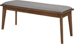 Coaster Home Furnishings - Alfredo - 46-Inch Upholstered Dining Bench - Mid-Century Modern Style with Padded Seat & Tapered Wood Legs - Dining Room, Kitchen - Grey & Natural Walnut - 108083