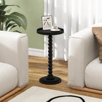 Drink Table，Slot Edge Round Small Side Table for Small Spaces, Round End Tables with Decorative Tray, Pedestal Martini Tables for Living Room, Bedroom, Sofa Couch, Corners (Black)