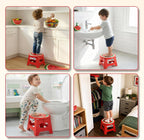ACSTEP 9 Inch Folding Step Stool for Kids, Sturdy Collapsible Step Stool Foldable Up to 300 lbs for Toddlers, Non Slip Foot Stools with Handle for Kitchen, Bathroom, Bedroom, Outdoor, Watermelon Red
