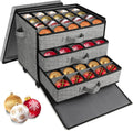 Lukeline Christmas Ornament Storage Box with Wheels, Stackable Christmas Ornament Organizer with 3 Drawer Trays, Openable Ornament Organizer for Storing Decorations, Portable Christmas Ball Box