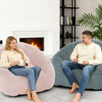 Bean Bag Chair for Adults, Soft Faux Fur Giant Beanbag Chairs, Oversized Cozy Bean Bag Couch Large Reading Chair, Comfy Bean Bag Sofa for Living Room, Bedroom & Dorm, Dusty Pink