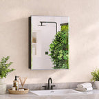 Medicine Cabinet with Mirror, 16 x 24 Frameless Beveled Bathroom Mirror with Storage, Aluminum Recessed or Wall Mount Medicine Cabinet, 6 Adjustable Shelves for Tall Bottles, DTC Soft Close