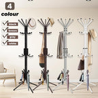 Metal Coat Rack, Freestanding Coat Tree & Hall Tree with 15 Hooks, Sturdy Coat Rack Stand and Hat Rack, Coat Hanger for Entryway, Bedroom, Office for Jackets, Hats, Bags,Black