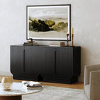 Nathan James Joey Mid Century Modern Storage Cabinet, Arched Accent Cabinet with Rounded Bottom Edges and Integrated Door Pull Cutouts, Black Oak Set of 2