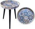 Round Indoor Side Tables with Detachable Wooden 3 Legs, Versatile Tray Table, Perfect for Round Coffee Table Tea, and Relaxation Time 17.7 Inch (33 Bohemian)