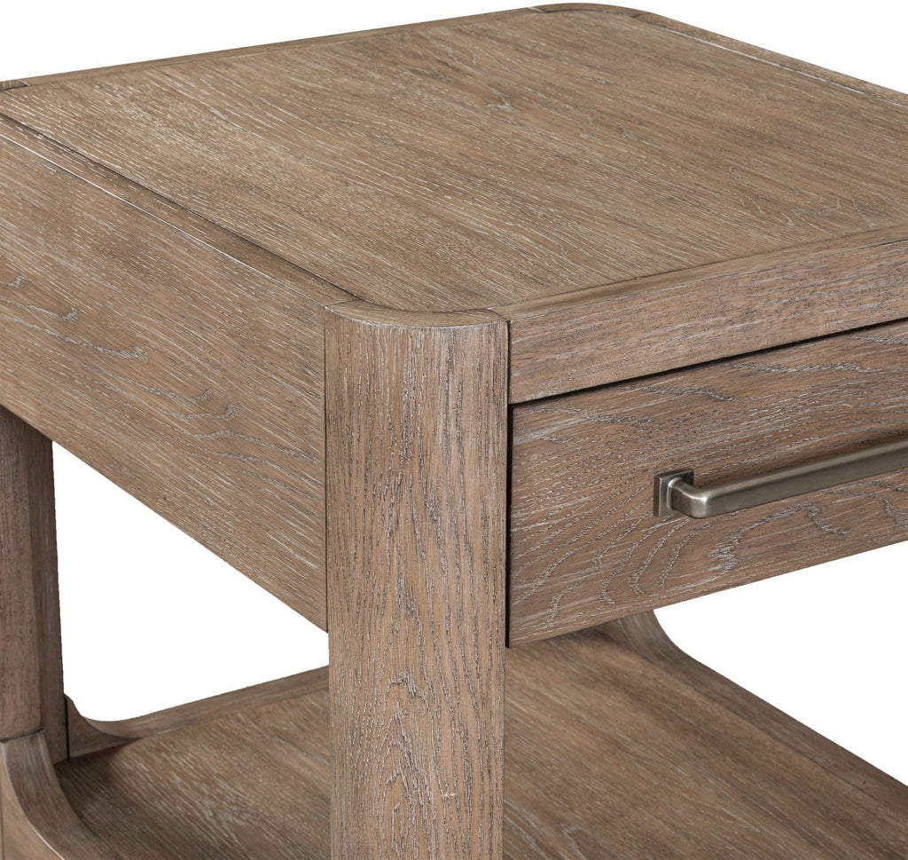 Liberty Furniture South Bend Living Room End Table Contemporary with Storage Drawer - Burnished Clay Oak Wood