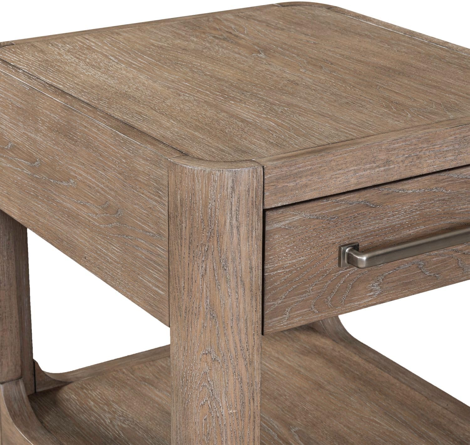 Liberty Furniture South Bend Living Room End Table Contemporary with Storage Drawer - Burnished Clay Oak Wood