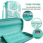 TIKOdirect Carrying Case for Switch lite, Shockproof Portable Travel Bag with Glitter Galaxy cover, Screen Protectors and Cute Leaf Thumb Grips Caps, Animal Crossing Green