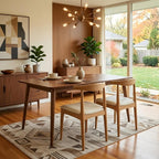 Solid Wood Dining Chairs Set of 2, Mid Century Modern Kitchen Chairs with Leather Upholstered Seat, Elegant Natural Wood Side Chairs for Dining Room, Kitchens,Restaurants, cafes