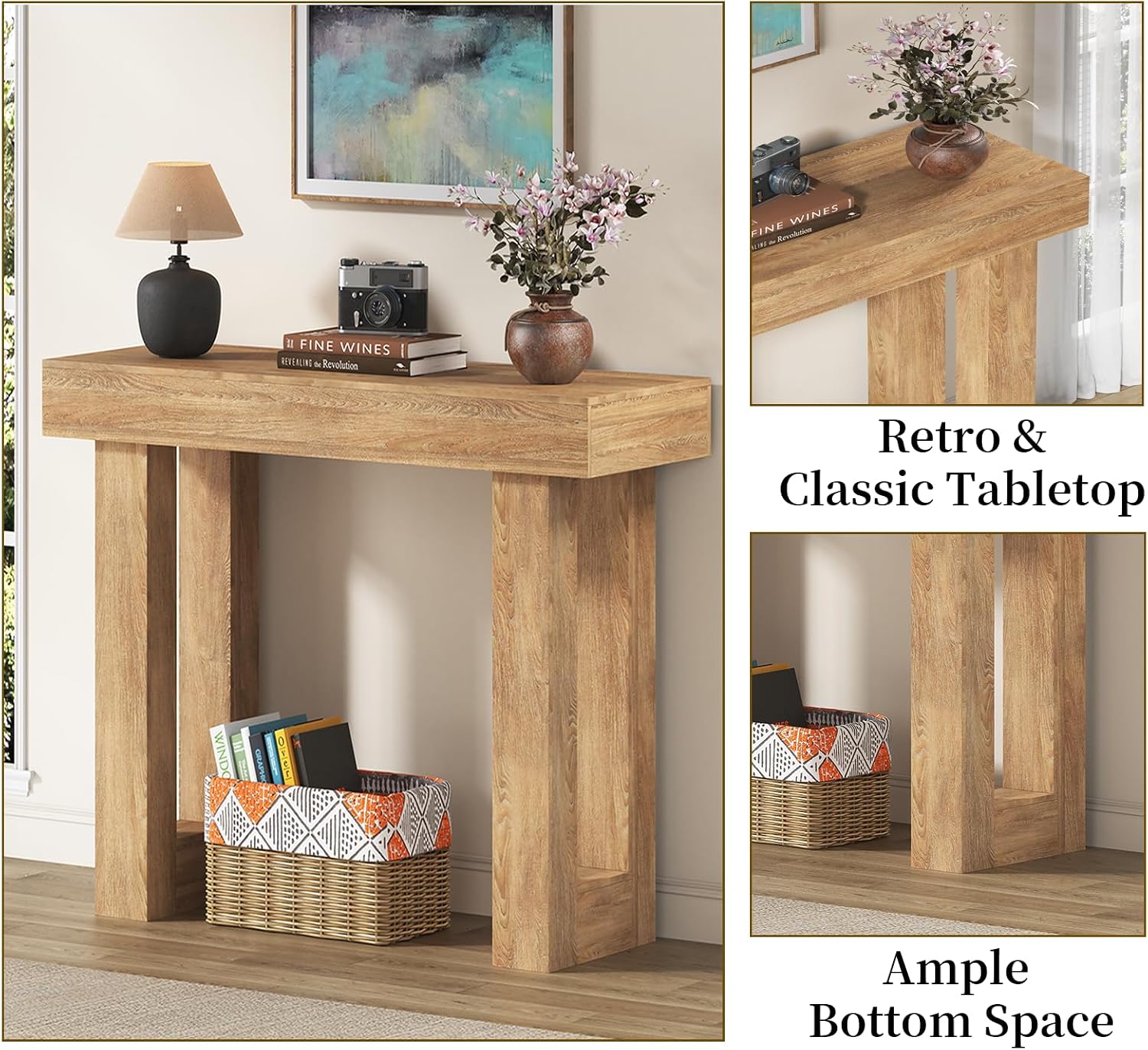 LIVEHOM Console Table for Entryway, Wood Sofa Table Behind the Couch, Narrow Entry Table Foyer Hallway Table for Living Room, Accent Table (39")