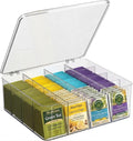 Tea Bag Organizer With Lid - Extra Large Clear Tea Box for Tea Bags Storage | Removable Divided, Stackable Tea Organizer, Tea Bag Holder For Pantry, Cabinet, Countertop, Drawers