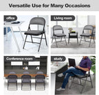 Giantex 6-Pack Folding Chairs Set - Waiting Room Chairs with Metal Frame, Fabric Upholstered Padded Seat, Foldable Party Chair Set, Event Chair, Folding Guest Chairs Set of 6, Grey
