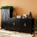 32" Metal Kitchen Pantry Cabinet,Floor Bathroom Storage Cabinet with 2 Adjustable Shelves,Freestanding Sideboard for Small Spaces, Living Room, Hallway, Dining Room,Black