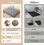 Japanese Floor Mattress, 3.5" Thicken Futon Mattress Tatami Mat with Non-Slip Bottom,Removable Washable Cover,Foldable Mattress Tatami Mat Sleeping Pad,Grey Geometric,Full（80’‘x48''