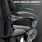 Massage Office Chair with Foot Rest,6 Points Vibration & Heat Executive Office Chairs,500LBS Big and Tall Office Chair for Heavy People,Ergonomic Reclining Desk Chair,Dual-Use Pillow,Home Office,Black