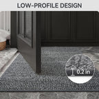 Front Door Mat Indoor Entrance 17"x30", Low-Profile Non Slip Inside Doormat for Entryway, Dirt Resistant Absorbent Front Porch Back Door Welcome Entry Door Mats, Washable Easy Clean, Gray