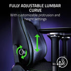Razer Iskur V2 Gaming Chair: Adaptive Lumbar Support - Adjustable Lumbar Curve - High Density Foam Cushions - Reactive Seat Tilt &152-degree Recline - 4D Armrests - Synthetic Leather - Black