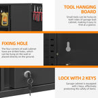 Garage Wall Cabinet, Metal Wall Cabinet with 2 Doors | 26'' Black Wall Mounted Floating Tool Cabinets for Home Office, Warehouse, Kitchen, Bathroom, Utility Room