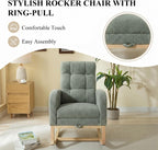 Nursery Rocking Chair, Polyester Upholstered Glider Chair with Footrest, Comfy Rocker Chair, Accent Chair with High Backrest, Glider Rocker, Armchair for Living Room (Green Teddy)