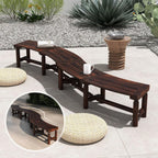 Tangkula Patio Curved Bench Set of 2, Carbonized Wood Dining Bench, Spacious & Slatted Seat, 710 LBS Max Load, 2-Person Wood Fire Pit Bench for Backyard, Garden, Porch