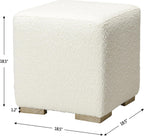 KINWELL 18.5" Wide Modern Square Boucle Upholstered Ottoman with Solid Wood Legs Set of 2, Cube Ottoman Multi-Functional Sofa Footrest, Extra Seating for Living Room, Bedroom, Fully Assembled (White)
