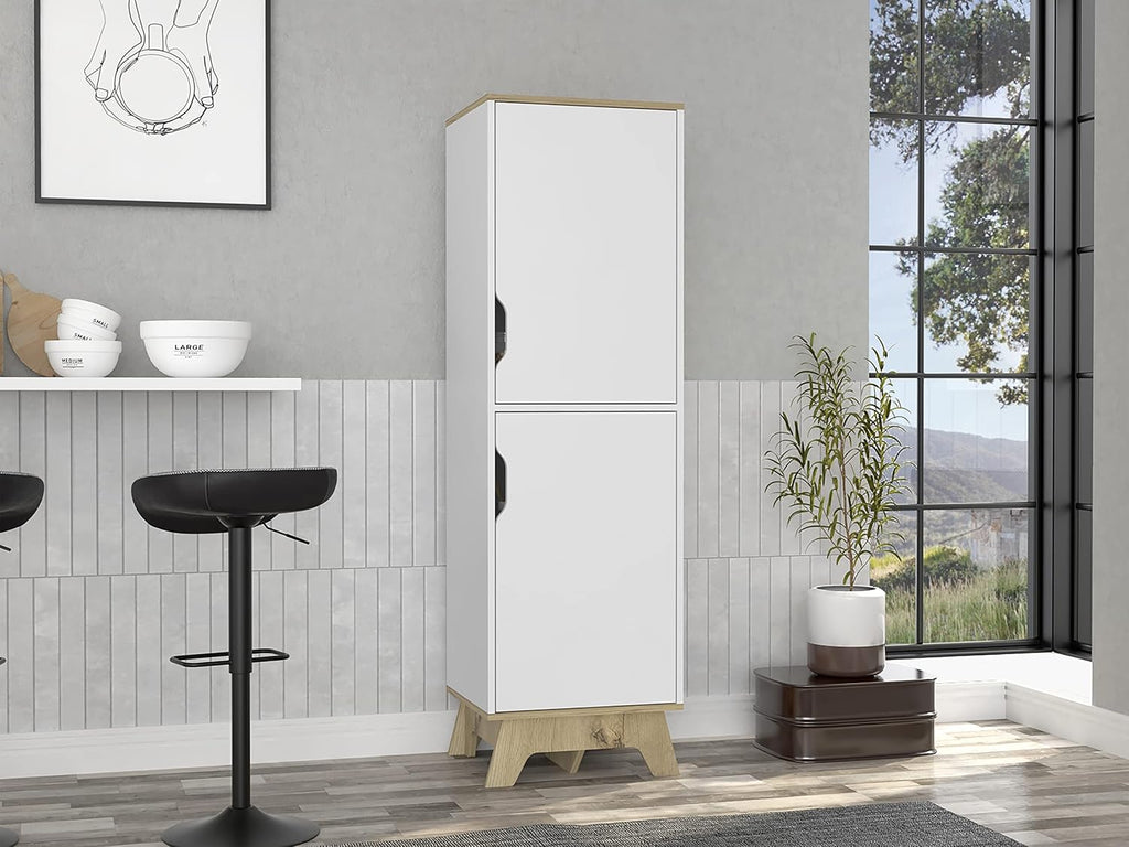 2-Door Pantry Cabinet,Buffet Kitchen Sideboard,Storage Cabinet,for Kitchen,Dining Room,Light Oak and White