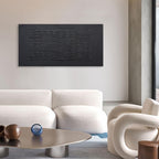 NANKAI Art Hand-Painted Black Thick Texture Abstract Art Oil Painting Contemporary Minimalist Style Art Living Room Office Corridor Wall Decoration Oil Painting 24x48 inches