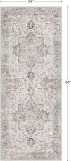 GENIMO Runner Rug 2x5 Non Slip Machine Washable Vintage Hallway Runner Kitchen Rug, Low Pile Lightweight Rugs for Entryway, Hallway, Kitchen and Corridor, Light Taupe Brown