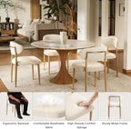 300LBS Dining Chairs Set of 4,Metal Kitchen Chairs,Modern Fabric Upholstered Dining Room Chairs with Ergonomic Curved Backrest for Kitchen Dining Room,Beige