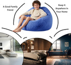 ENBAOHUI 3FT Faux Fur Comfy Memory Foam Bean Bag Chairs for Kids or Babies with Filling Bean Bag Sofa with Handle Super Soft Washable Faux Fur Fabric Lazy Sofa 3 Foot Dark Blue