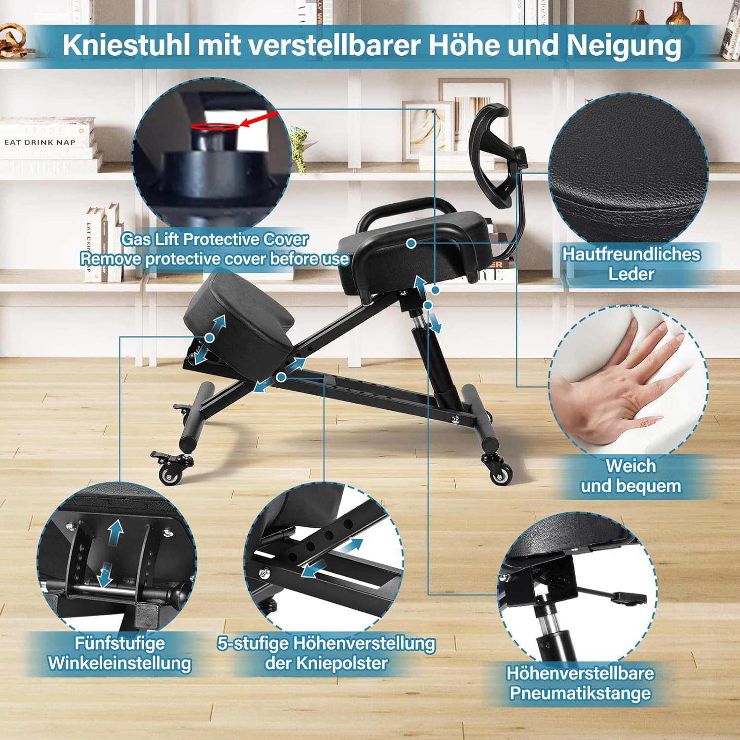 Kneeling Chair, Ergonomic Kneeling Chair with Back Support, kneelings Office Chairs with Adjustable Height and Lumbar Support for Banking Meeting Room Office Home Reception,Improve Postures