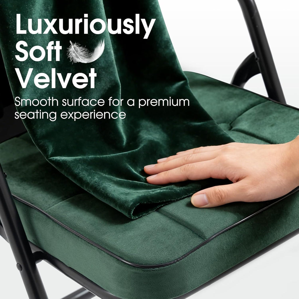 Padded Folding Chairs Set of 4, Heavy Duty Folding Chairs with Cushion, Portable and Comfortable Sets for Dining, Office, Party, Card Table Green