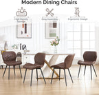 Dining Chairs Set of 4, Comfy Modern Dining Chairs with Thick Cushions, Upholstered Fabric Kitchen Side Chairs with Adjustable Metal Legs for Dining Room (Brown)