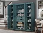 Palace Imports Solid Wood Pantry Cabinet - 71.5" Tall x 65" Wide - Wood Storage Cabinet w/ 8 Shaker Wooden Doors, 2 Drawers & 12 Adjustable Shelves - Aqua, Kitchen Cupboard, 100% Eco-Friendly Pine