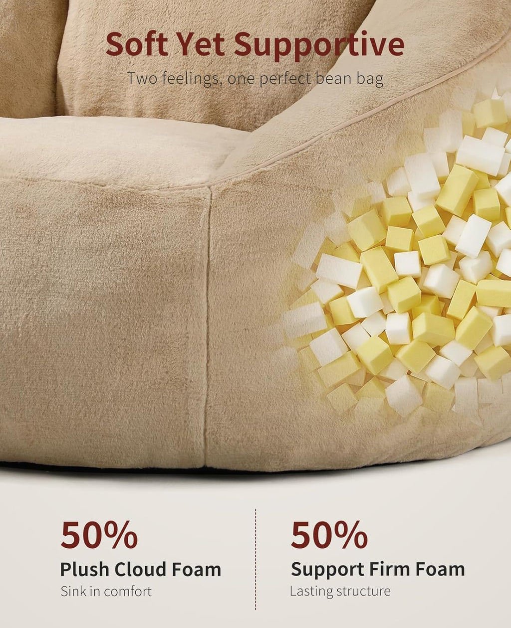 Relefree Cafy Bean Bag Chair for Adults,Oversized Reading Chair with Armrests,Memory Foam Filling Comfy Chair,Giant Cozy Adult Bean Bag Chair,Large Lazy Living Room Chair for Bedroom,Reading Nook