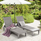 Nestl Sun Tanning Chair - Light Grey Chaise Lounge Chair Outdoor, Lightweight Pool Lounge Chairs Set of 2, Adjustable 5-Position Reclining Lawn Chair, Waterproof Beach Outdoor Lounge Chairs