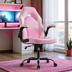 Ergonomic Gaming Desk Chair - Adjustable PU Leather Swivel Racing Chair with Flip-up Armrests for Home Office and Entertainment, Perfect for Adults, Kids, and Gamers