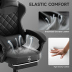 Gaming Chair with Footrest, Ergonomic Leather Computer Chair with Lumbar Support, Height Adjustable High Back Swivel Office Chair for Adults, Gamer Chair for Gaming, Working,Black