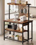 CHOEZON Kitchen Island with Power Outlet, Kitchen Island Table with Folding Top, Stationary Storage Islands, Coffee Bar with Outlets and USB Ports, for Dining Room, Rustic Brown and Black TZD01UBF
