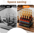 kimilus Coffee Syrup Rack Organizer, 4-Tier 12 Bottle Syrup Rack with 35 K Cup Drawer for Coffee Bar, Countertop Bottle Holder Stand for Dressing for Kitchen Cafe Station
