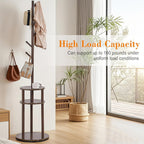 VECELO Coat Rack Freestanding, Entryway Hanger Stand, Umbrella Holder, Hall Tree With Hooks, Floor Standing Tree Stand,Walnut