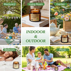 Citronella Candles Outdoor, 8 Pack Citronella Candles with Lids, 120 Hours Burn Time, Natural Soy Wax, Glass Jar Candle for Patio, Yard, Camping, Balcony, Garden, Summer Nights and Indoor Use
