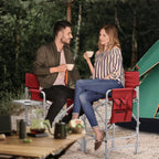 Directors Chair, 31“Tall Foldable Camping Chairs, Folding Aluminum Frame Vanity Chair, Makeup Artist Chair, Portable Camping Chair with Side Table, Cup Holder and Pockets, 250lbs Capacity (Cherry Red)
