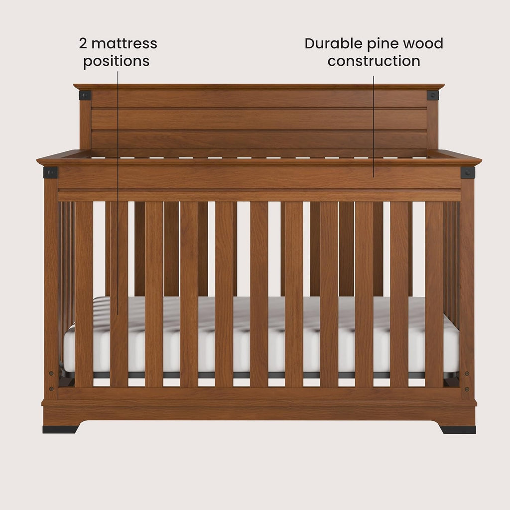 Child Craft Redmond 3-Piece Nursery Set, Includes 4-in-1 Convertible Crib, Dresser, and Chest (Coach Cherry)