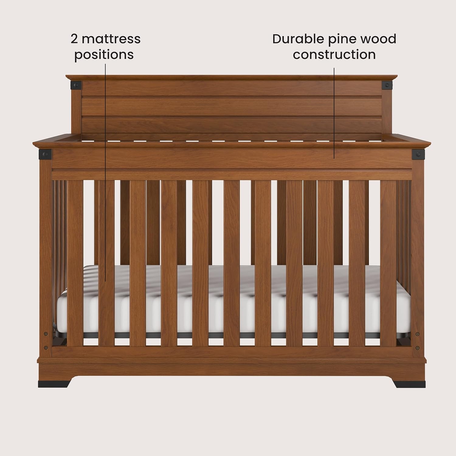 Child Craft Redmond 3-Piece Nursery Set, Includes 4-in-1 Convertible Crib, Dresser, and Chest (Coach Cherry)