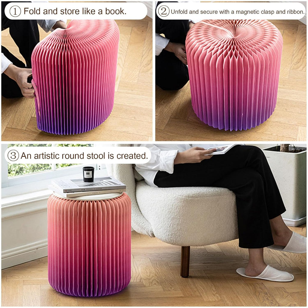 Portable Paper Folding Stool - Artistic Style Folding Paper Stool Sofa - Kraft Paper Honeycomb Structure Strong Load-Bearing Capacity - Shoe Bench, Side Table, Bedside Table,B,H:44CM/17IN